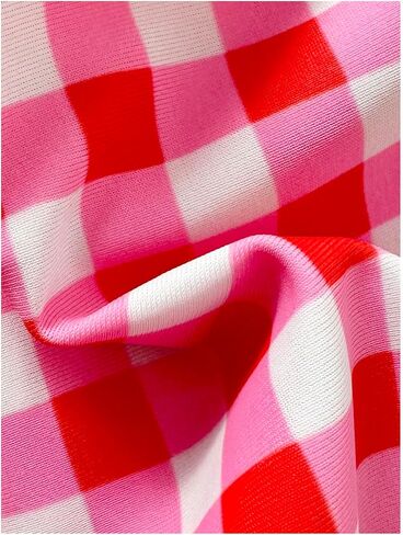 MakeMeChic Women's Gingham Bow String Bikini Sets Triangle Thong Swimsuit with Beach Mini Shorts in Kuwait