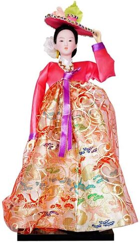 12in Korean rag Dolls Handmade Hanbok Dolls Oriental Doll Models Korean Court Dolls Home Decoration Desktop Ornaments (D) in Saudi Arabia