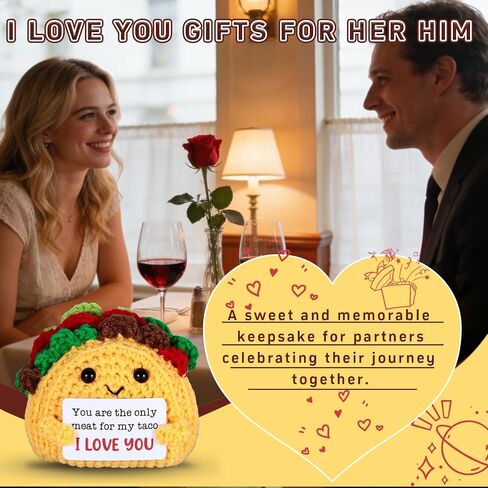 Fathers Day Giift for Husband Boyfriend, Mini Crochet Taco Doll for Couple,I Love You Present for Women Men, 2nd Anniversary Engagement Gift for Husband Boyfriend in Kuwait