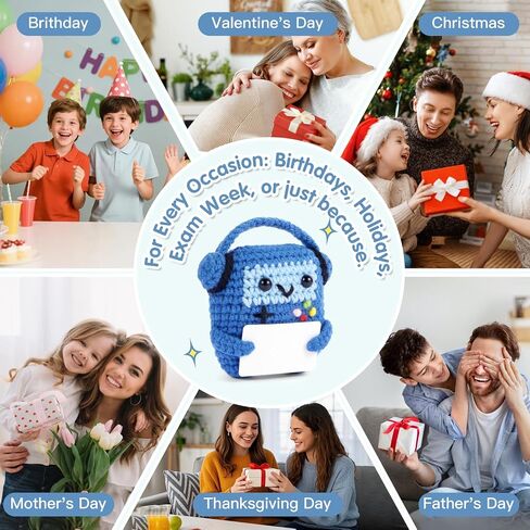 Handmade Crochet Controller Gift Set for Gamers - DIY Message Game Doll Kit Includes Pen & Keychain for Birthday,Easter,Mother,Father,Valentine's Day,Christmas,Festivals(Positive Blue) in Saudi Arabia