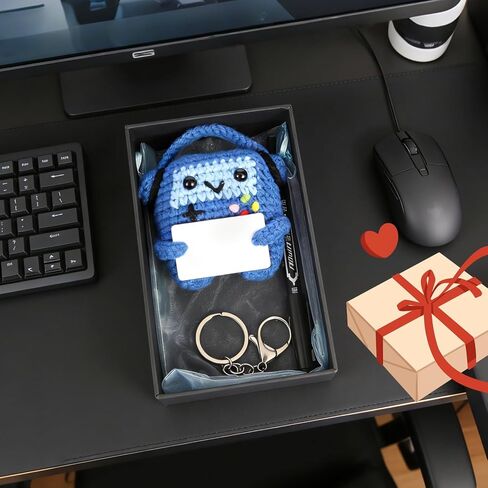 Handmade Crochet Controller Gift Set for Gamers - DIY Message Game Doll Kit Includes Pen & Keychain for Birthday,Easter,Mother,Father,Valentine's Day,Christmas,Festivals(Positive Blue) in Saudi Arabia