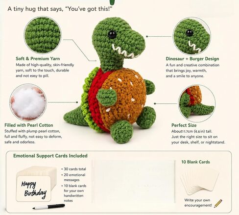 Birthday Gift for Women Positive Dinosaur Crochet Decor Self Care Gift for Friend Family Thank You Gifts for Teacher Coworkers (Tyrannosaurus rex) in Saudi Arabia
