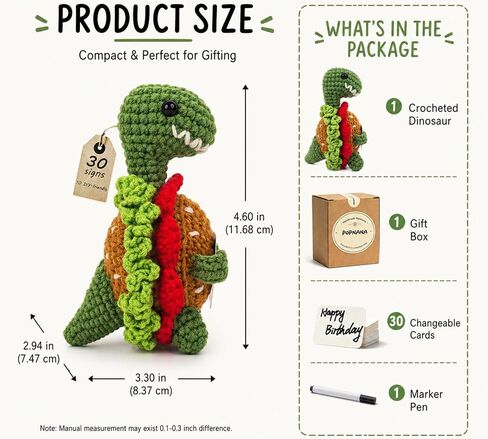 Birthday Gift for Women Positive Dinosaur Crochet Decor Self Care Gift for Friend Family Thank You Gifts for Teacher Coworkers (Tyrannosaurus rex) in Saudi Arabia