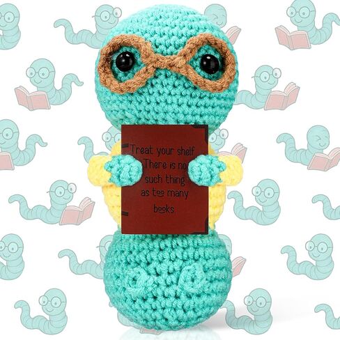 Jenaai Book Lovers Gifts Bookworm Crochet Emotional Encourage Support Reading Gifts for Bookish Teacher Readers Book Lovers Students Bookshelf Decor Present in Kuwait