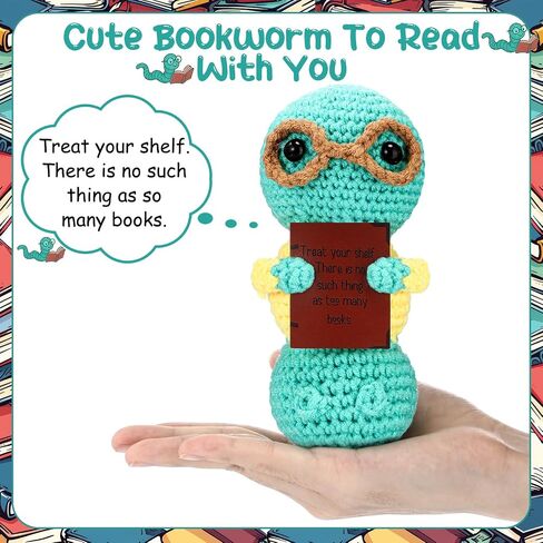 Jenaai Book Lovers Gifts Bookworm Crochet Emotional Encourage Support Reading Gifts for Bookish Teacher Readers Book Lovers Students Bookshelf Decor Present in Kuwait