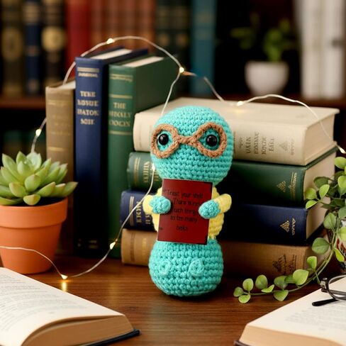 Jenaai Book Lovers Gifts Bookworm Crochet Emotional Encourage Support Reading Gifts for Bookish Teacher Readers Book Lovers Students Bookshelf Decor Present in Kuwait