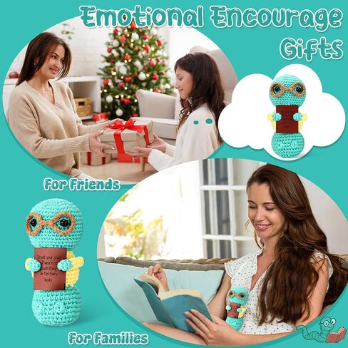 Jenaai Book Lovers Gifts Bookworm Crochet Emotional Encourage Support Reading Gifts for Bookish Teacher Readers Book Lovers Students Bookshelf Decor Present in Kuwait