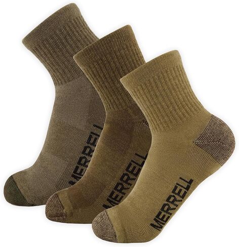 جوارب Merrell للجنسين مكونة من 3 قطع من جوارب Trekker للكاحل للاستخدام الخارجي، جوارب متوسطة الارتفاع من خليط الصوف متعددة العبوات in Kuwait