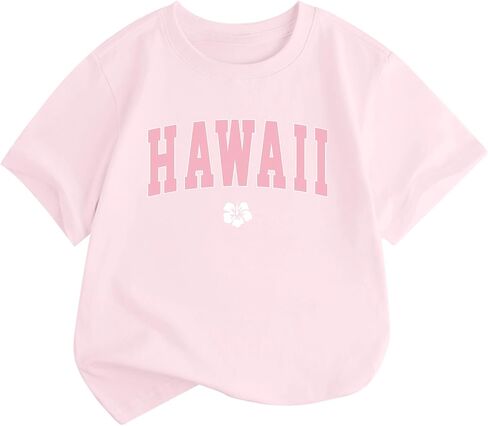 Hawaii Shirts for Girls Kids Hawaiian Beach Preppy Hibiscus Graphic Tee Cute Tropical Summer T Shirts for Teen Girls in Saudi Arabia