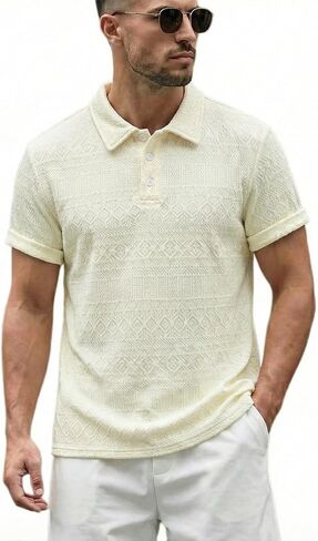 Men's Solid Color Linen Textured Stand Collar Half Buttoned Short Sleeves Shirt in Saudi Arabia