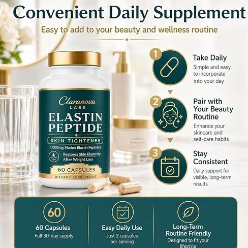 Claranova Labs Marine Elastin Peptides Skin Tightening Formula, 60 Capsules in Saudi Arabia