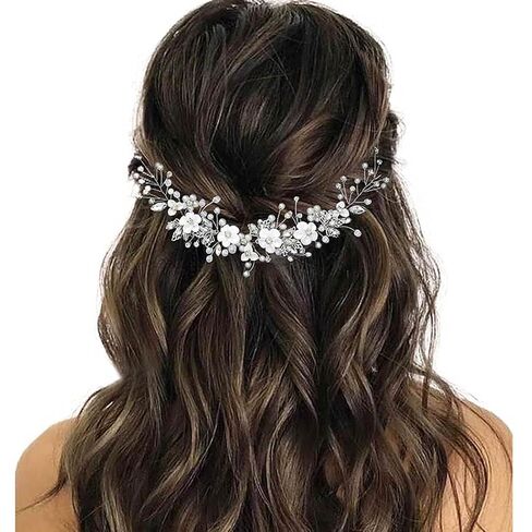 GORAIS زهرة العروس الزفاف الشعر الكرمة ورقة الزفاف خوذة اللؤلؤ إكسسوارات الشعر للنساء والفتيات in Kuwait