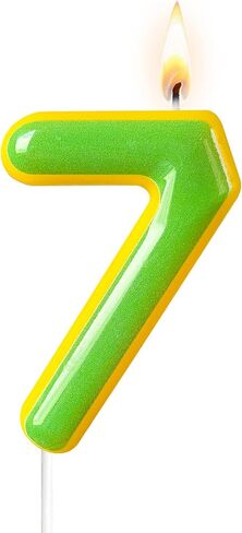 Number 2 Birthday Cake Candle - Yellow and Green Friends Themed Cake Topper for Street Party Decorations, Celebration Supplies for Boy, Girl or Friend (Green Yellow ZM, 2) in Saudi Arabia