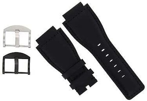 حزام ساعة Ewatchparts أصلي 24 ملم بسوار أملس متوافق مع ساعة Bell Ross BR-01-BR-03 باللون الأسود in Kuwait