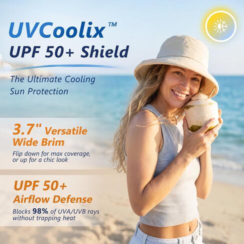 قبعة شمسية للسيدات من TOP-EX UVCoolix™ مع فتحة ذيل حصان بحافة واسعة بعامل حماية من الأشعة فوق البنفسجية 50 قابلة للحزم أثناء السفر في الصيف في الهواء الطلق in Kuwait