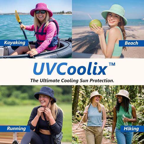قبعة شمسية للسيدات من TOP-EX UVCoolix™ مع فتحة ذيل حصان بحافة واسعة بعامل حماية من الأشعة فوق البنفسجية 50 قابلة للحزم أثناء السفر في الصيف في الهواء الطلق in Kuwait