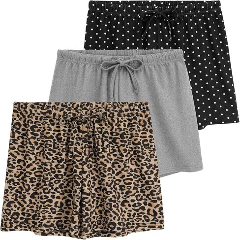 Womens 3-Pack Pajama Shorts, Boxer Sleep Shorts with Drawstring for Lounge in Saudi Arabia