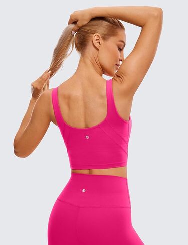 CRZ YOGA Womens U Back Sports Bras Padded High Neck Crop Workout Tank Tops in Kuwait