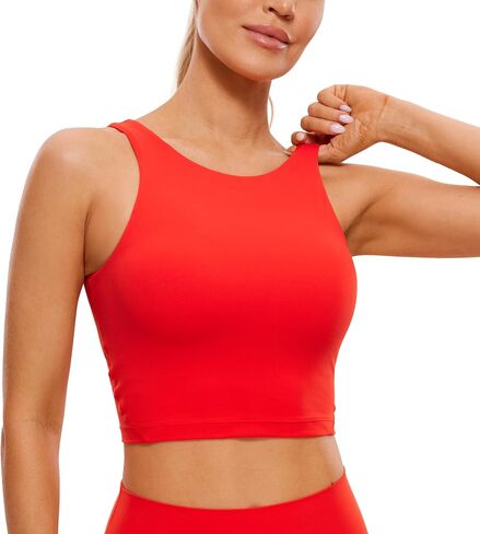CRZ YOGA Womens U Back Sports Bras Padded High Neck Crop Workout Tank Tops in Kuwait