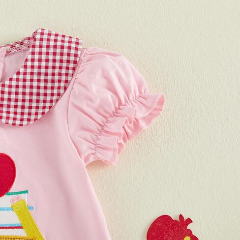 Toddler Girl Back to School Outfit Pre-K Puff Short Sleeve Smocked Dress First Day of School Clothes Summer in Kuwait
