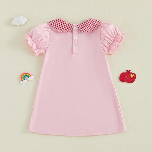 Toddler Girl Back to School Outfit Pre-K Puff Short Sleeve Smocked Dress First Day of School Clothes Summer in Kuwait