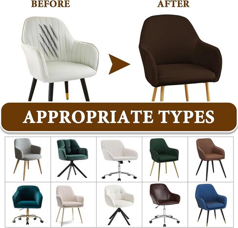 Modern Stretch Curved Back Dining Chair Covers with Armrest Office Desk Chair Covers for Vanity Accent Dining Room Chairs Covers Slipcovers with Arms Swivel Armchair Protector in Saudi Arabia