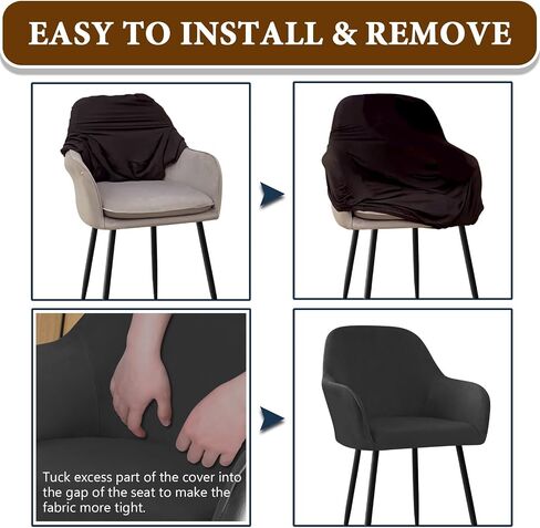 Modern Stretch Curved Back Dining Chair Covers with Armrest Office Desk Chair Covers for Vanity Accent Dining Room Chairs Covers Slipcovers with Arms Swivel Armchair Protector in Saudi Arabia