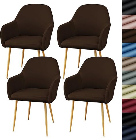 Modern Stretch Curved Back Dining Chair Covers with Armrest Office Desk Chair Covers for Vanity Accent Dining Room Chairs Covers Slipcovers with Arms Swivel Armchair Protector in Saudi Arabia
