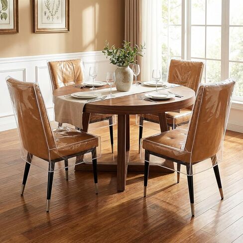 4 Pack Clear Plastic Dining Chair Covers, Waterproof PVC Vinyl Seat Protectors 29.5 x 21 x 18 Inches, Extra Large Chair Slipcovers for Kitchen Dining Room, Shield From Dust Spills and Pet Claws in Kuwait