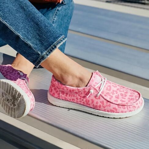 HEYDUDE Women's Wendy Stretch Jersey Leopard Slip On Shoe | Lightweight Casual Loafers | Easy On Travel Ready Fit in Kuwait