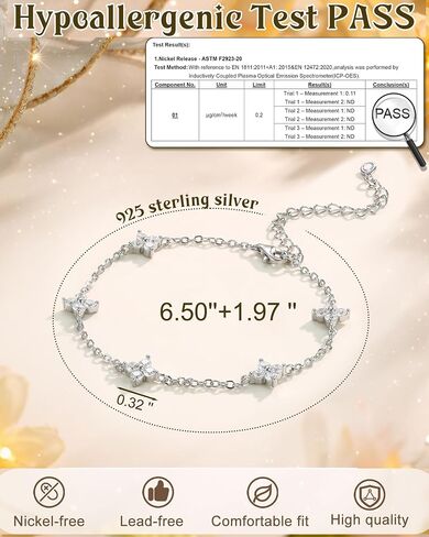 PATISORNA 925 Sterling Silver Bracelets for Women Adjustable Dainty Bracelet Cubic Zirconia 14K Gold Plated Bow Clover Cross Bracelets Waterproof Chain Bracelet for Women in Saudi Arabia