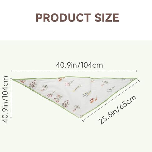 Aranya Floral Embroidered Triangle Hair Scarf for Women - Cotton Blend Breathable Bandana - Cottagecore Wildflower Headwrap - Soft Boho Neckerchief White in Saudi Arabia