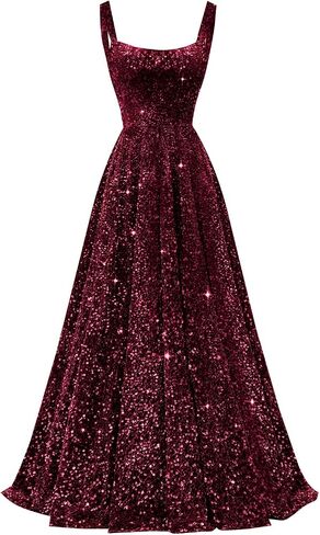 zsweof Sequin Prom Dress for Women Spaghetti Straps Formal Dresses 2026 A Line Evening Gown with Pocket in Kuwait