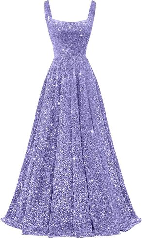 zsweof Sequin Prom Dress for Women Spaghetti Straps Formal Dresses 2026 A Line Evening Gown with Pocket in Kuwait