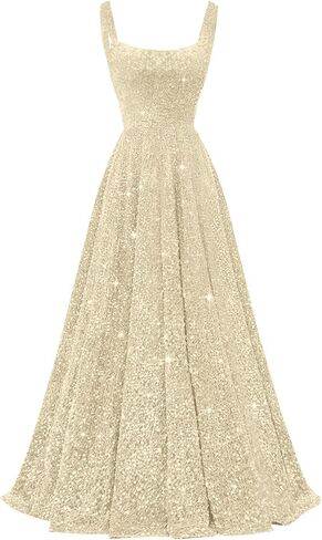 zsweof Sequin Prom Dress for Women Spaghetti Straps Formal Dresses 2026 A Line Evening Gown with Pocket in Kuwait