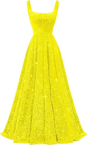 zsweof Sequin Prom Dress for Women Spaghetti Straps Formal Dresses 2026 A Line Evening Gown with Pocket in Kuwait
