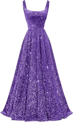zsweof Sequin Prom Dress for Women Spaghetti Straps Formal Dresses 2026 A Line Evening Gown with Pocket in Kuwait