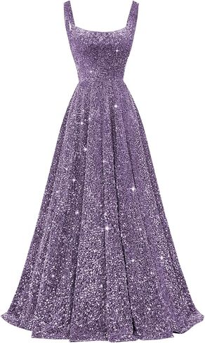 zsweof Sequin Prom Dress for Women Spaghetti Straps Formal Dresses 2026 A Line Evening Gown with Pocket in Kuwait
