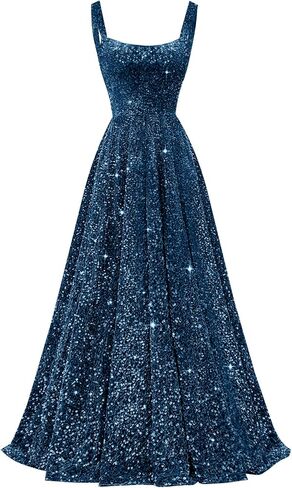 zsweof Sequin Prom Dress for Women Spaghetti Straps Formal Dresses 2026 A Line Evening Gown with Pocket in Kuwait