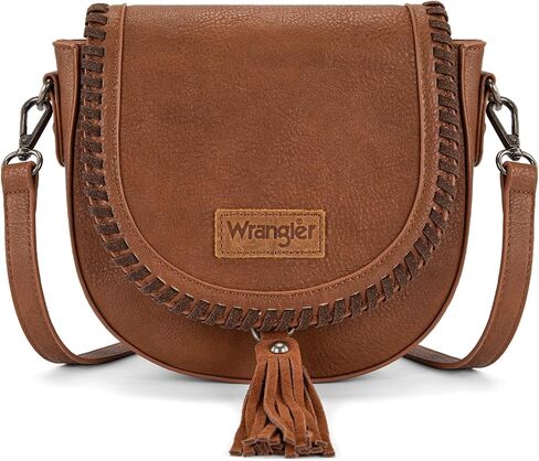 Wrangler Crossbody Bag Flap Saddle Bag Small Boho Purses for Women Embossed Braid Handbags with Tessel in Kuwait