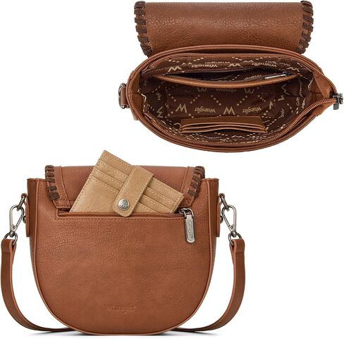 Wrangler Crossbody Bag Flap Saddle Bag Small Boho Purses for Women Embossed Braid Handbags with Tessel in Kuwait