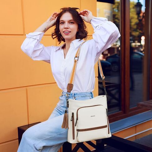 Shrrie Crossbody Bags for Women Multi Pocket Vegan Leather Shoulder Bag Purses for Women with Adjustable Strap for Travel in Saudi Arabia