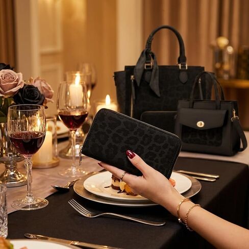 SUMELL Leopard Print Fashion Handbag 3-in-1 Set, Faux Leather Crossbody Bags for Women with Scarf Accessory in Saudi Arabia
