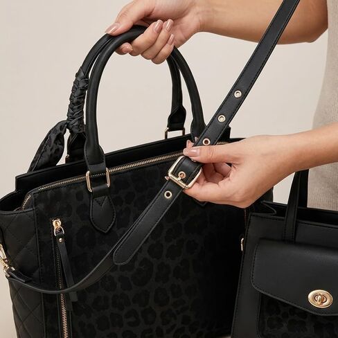 SUMELL Leopard Print Fashion Handbag 3-in-1 Set, Faux Leather Crossbody Bags for Women with Scarf Accessory in Saudi Arabia