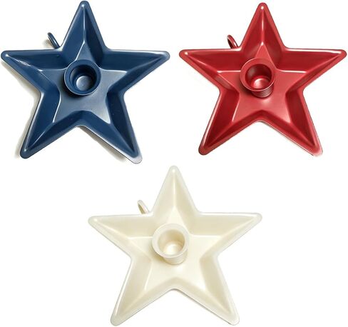 4th of July Decorative Candle Holders Set of 3,Patriotic red White Blue Metal Star Table Decor for Memorial Day, Labor Day American Farmhouse Decorations in Saudi Arabia