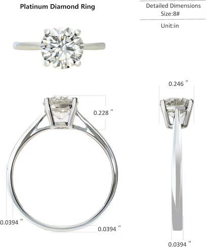 0.5-2 Carat Lab Grown Diamond Engagement Ring,Classic 4-Prong Platinum Ring for Women,IGI-Certified Diamond Ring (D-E Color,VS1-VS2) in Saudi Arabia