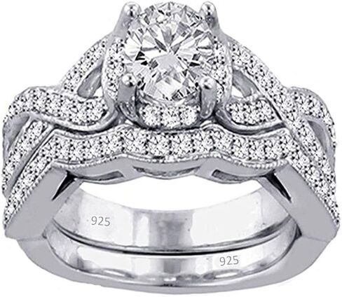 3.30 ct Real 925 Sterling Silver Wedding Engagement 2 pc set Infinity Bridal Ring Women Ladies in Saudi Arabia