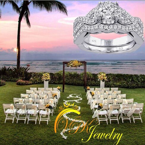 3.30 ct Real 925 Sterling Silver Wedding Engagement 2 pc set Infinity Bridal Ring Women Ladies in Saudi Arabia