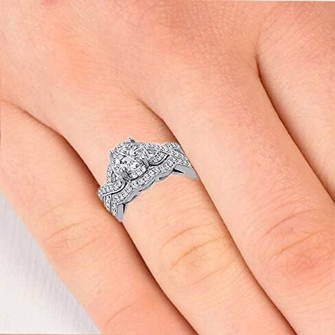 3.30 ct Real 925 Sterling Silver Wedding Engagement 2 pc set Infinity Bridal Ring Women Ladies in Saudi Arabia