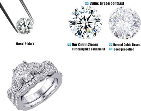 3.30 ct Real 925 Sterling Silver Wedding Engagement 2 pc set Infinity Bridal Ring Women Ladies in Saudi Arabia